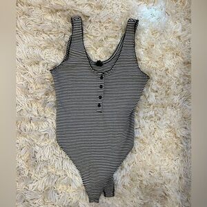 Black and white striped bodysuit
